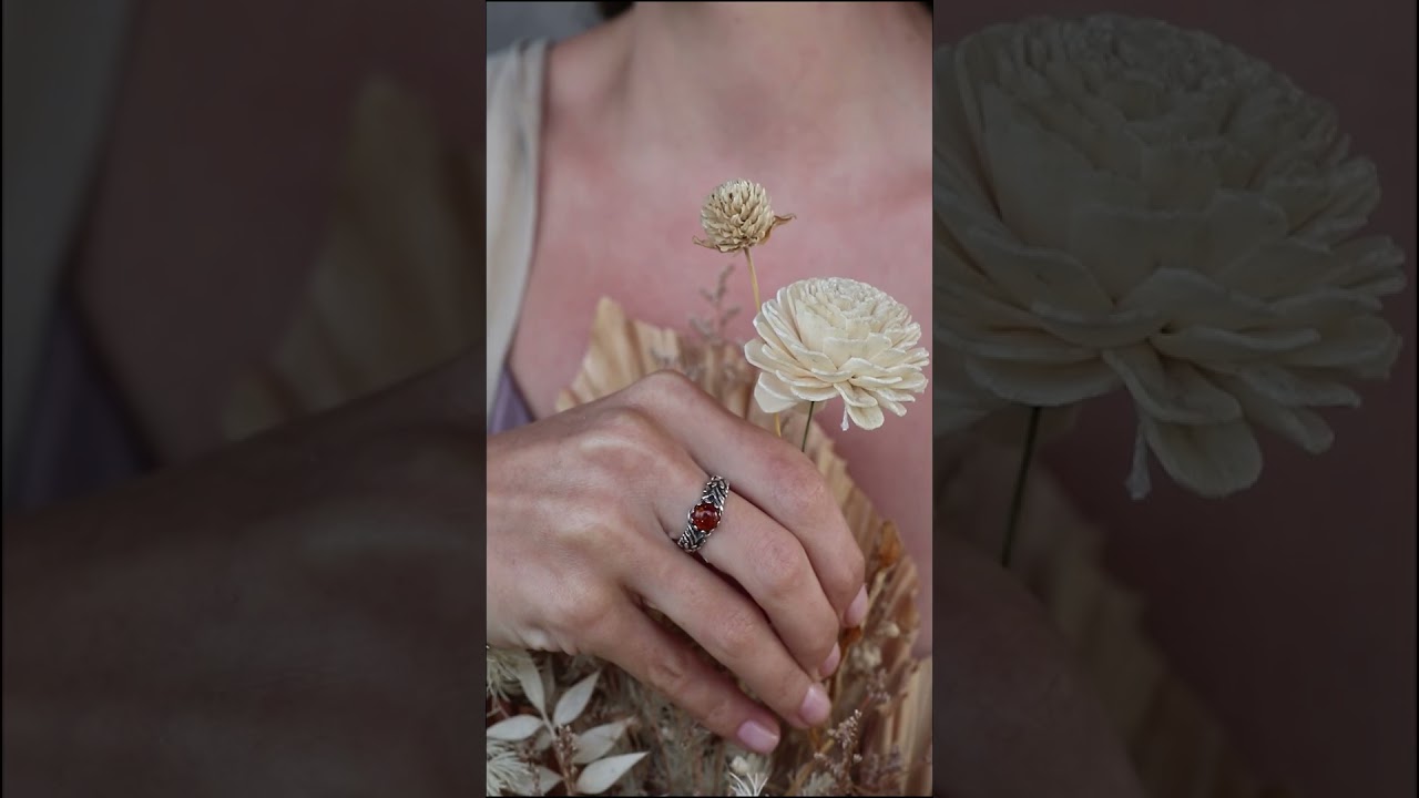 Sterling Silver Amber ring "Ana" by BlackTreeLab