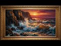 Fiery Sunset Waves | 4K Luxury Frame TV Art Display