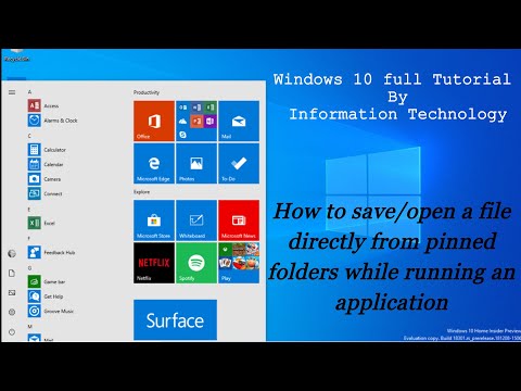 Windows 10 full tutorial part14 (How to open a file from from pinned folders)