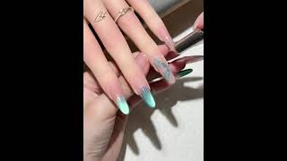 Elegant Turquoise Cat Eye Mermaid Nail Tutorial | Luxury Iridescent Nail Art