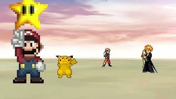Super Smash Flash 2 v0.8b: Mario VS. Pikachu VS. Naruto VS. Ichigo