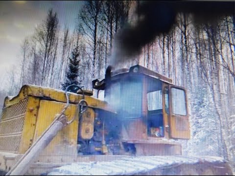 Холодный запуск дизельной техники ЗИМОЙ! Тракторы Т-170, Т-100, Комацу! Сold start of diesel engines