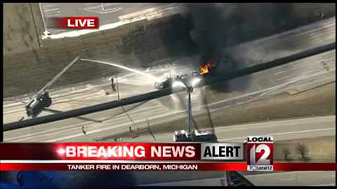 Burning tanker shuts down Michigan freeway