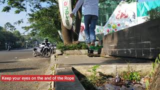 Slonongboy Trying walking on Thin Rope // Slackliner @AjiDimyati