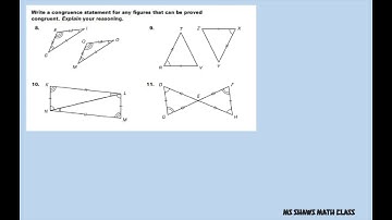 Write a congruence statement for each figure. Explain your Reasoning. Triangles