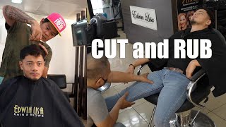 Cut And Rub Burst Fade Hair Cut And Back And Legs Massage At Edwin Lisa Salon 4K