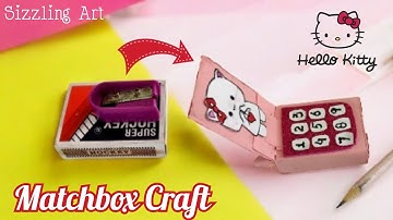 DIY Hello kitty sharpener box like phone with matchbox || How to make sharpener box with matchbox