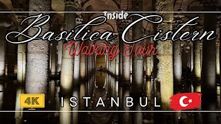 Inside The Basilica Cistern, Istanbul, Türkiye Turkey, Walking Tour 4K , Yerebatan Sarnıcı