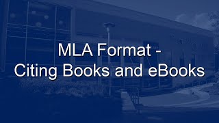 MLA Format - Citing Books and eBooks
