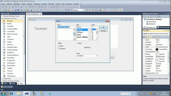 TUTO 1  VISUAL BASIC 2010  COLORDIALOG ET FONTDIALOG CONTROLS