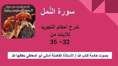 سورة النمل:  شرح أحكام التجويد للآيات من 32 إلى 35