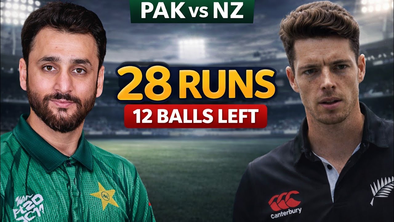 12 Balls 28 Runs Needed | PAK vs NZ Last Over Gameplay