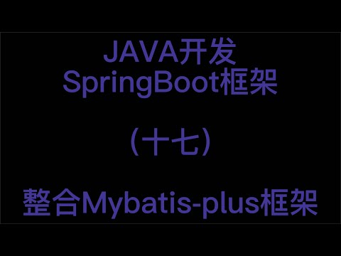 JAVA开发之Springboot入门课程整合Mybatisplus框架17