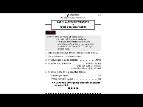 B737-8 QRH Memory Item 04 – Cabin Altitude Warning or Rapid Depressurization