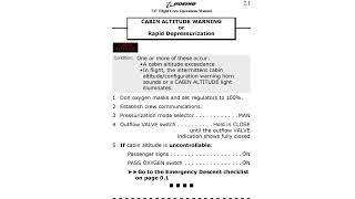 B737-8 QRH Memory Item 04 – Cabin Altitude Warning or Rapid Depressurization