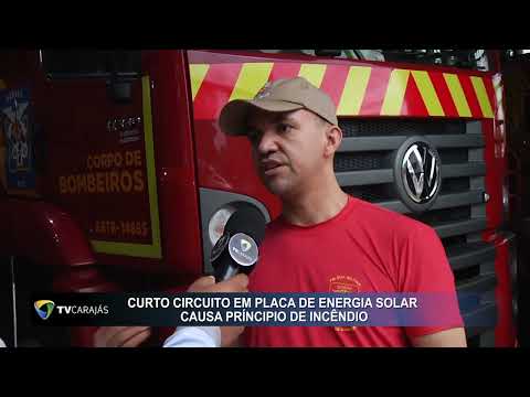 Curto circuito em placa de energia solar causa principio de incêndio