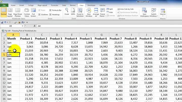 How to Keep Row and Column Labels in View When Scrolling a Worksheet
