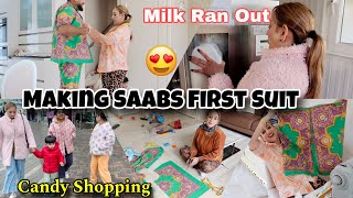 ❗️1st Time Making Saab a Suit 😍 Buying Twenty Ltr Milk🥛Atm ran out😱 Girls buy Candy ..!