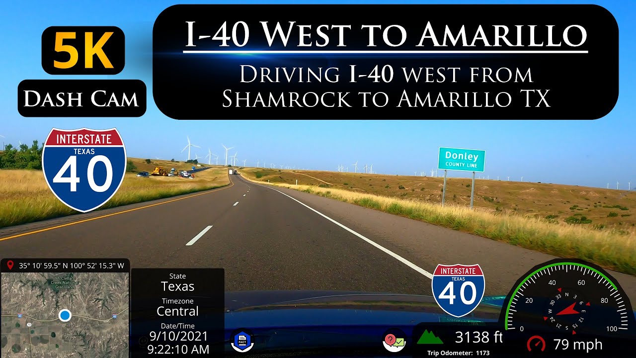Let's Drive to Amarillo Texas on westbound I-40 in Texas in 5K Ultra HD