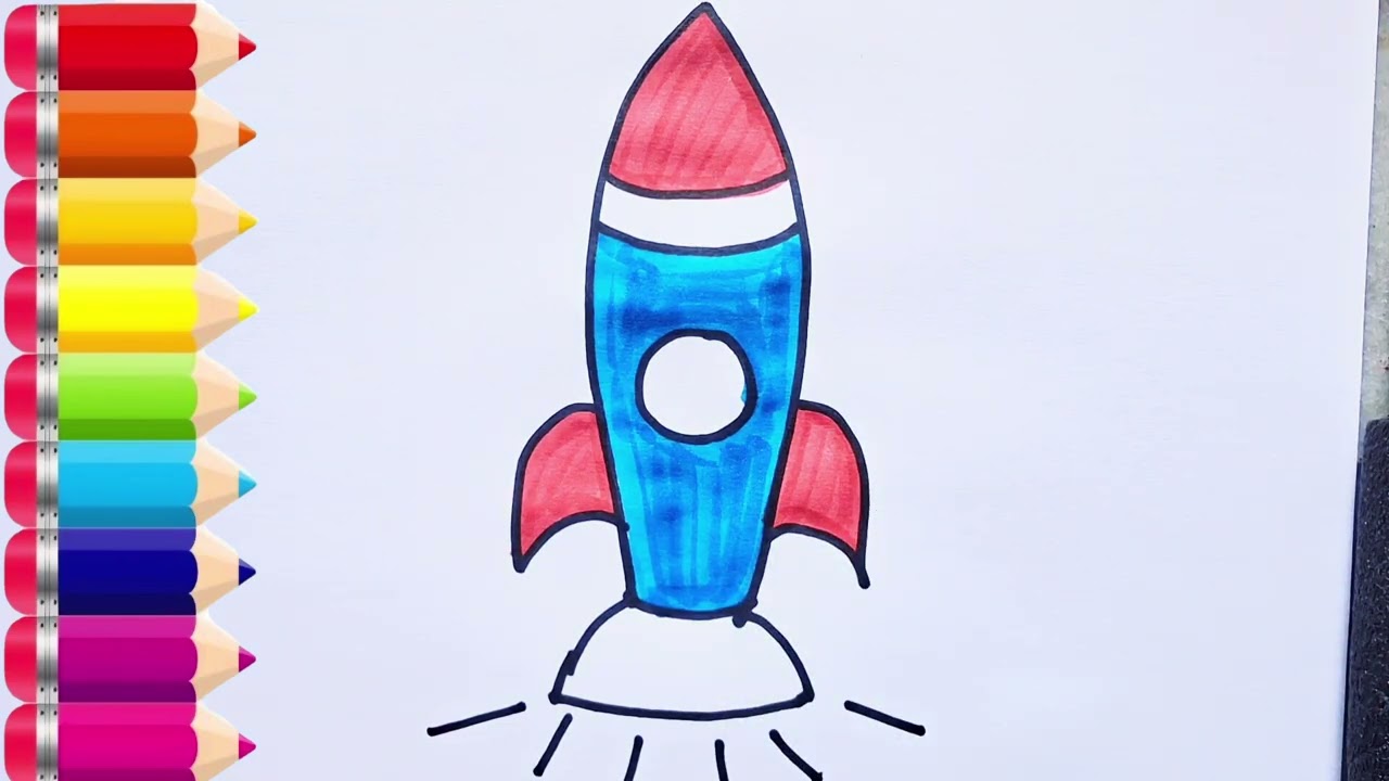 How to draw Rocket easy step by step 🚀