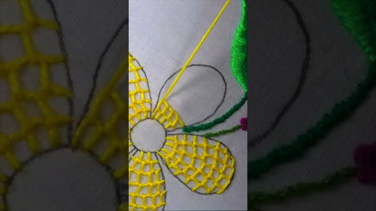 🌸trending😍 hand embroidery❤️net stitch flower❤️design.