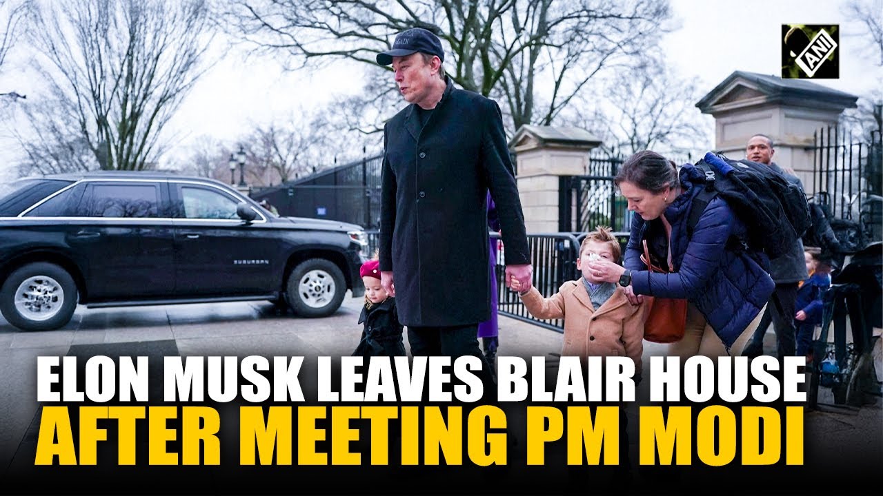 Elon Musk leaves Blair House after meeting PM Modi