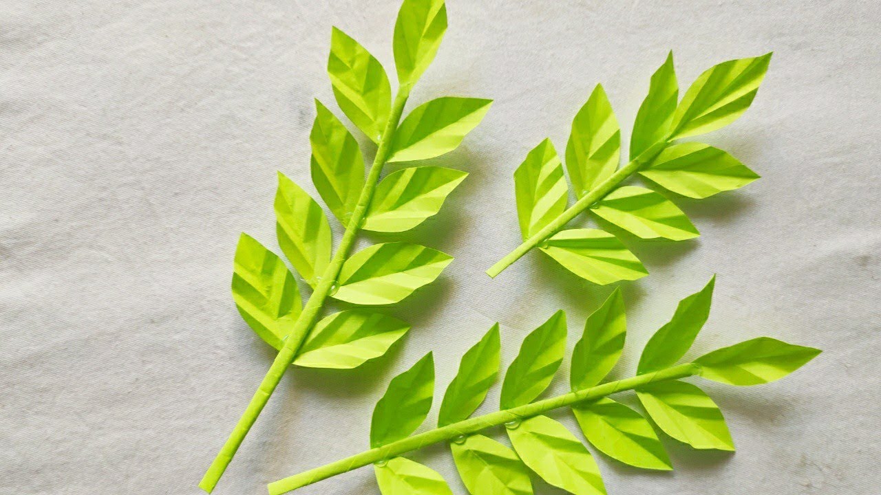 how to make paper flower leaves/paper leaves craft - DIY easy paper leaf making idea new