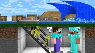 HOW to SURVIVE a NOOB and PRO FROM a TSUNAMI? in Minecraft Noob vs Pro