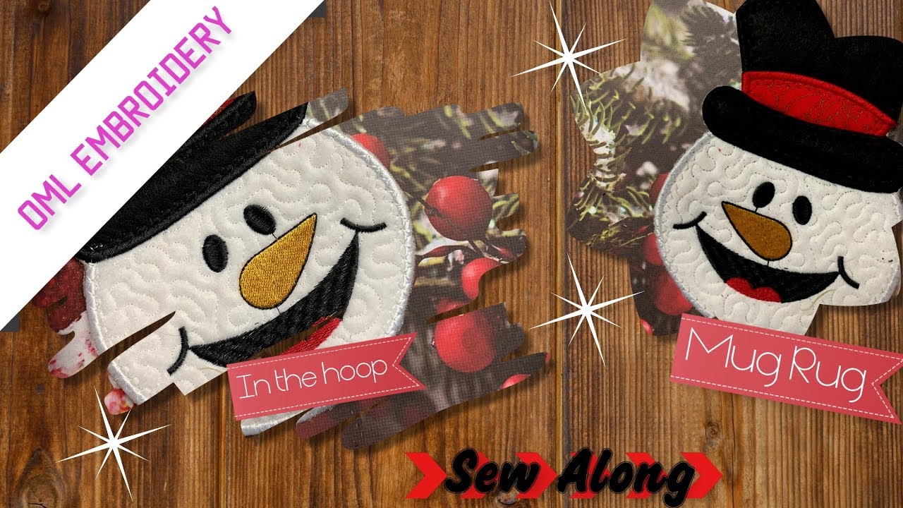 OML Embroidery LIVE In the Hoop Sew Along: ITH Snowman Mug Rug - YouTube