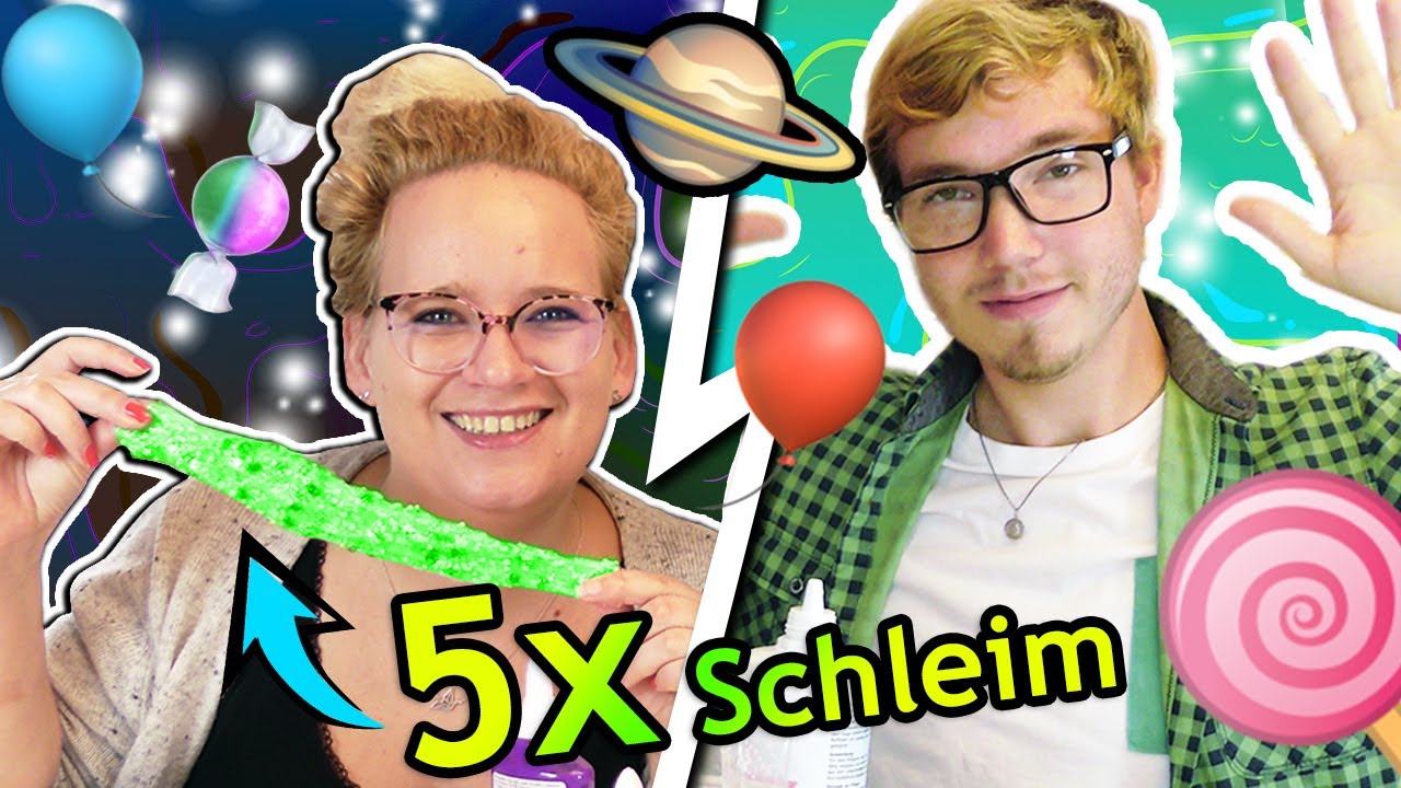 5 x Schleim Challenges mit Eva und Felix! Galaxy Schleim, Geburtstags Schleim, Schüttel Schleim