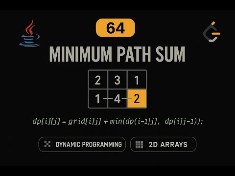 LeetCode 64: Minimum Path Sum | Java Solution | Dynamic Programming