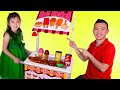 珍妮假装玩与冰淇淋车学习食物 Jannie Pretend Play Learning Food Names with Ice Cream Food Cart Toy