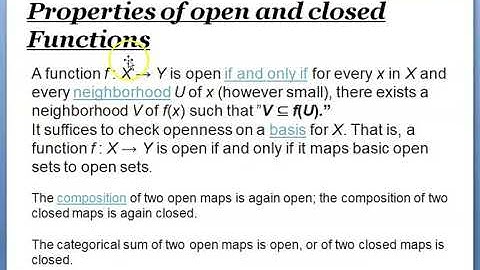 open and closed maps / functions in topological spaces