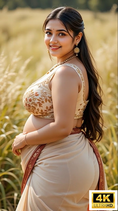 [4K] AI Bollywood star Hegde stunning outdoor photoshoot in a modern saree plus size saree lookbook