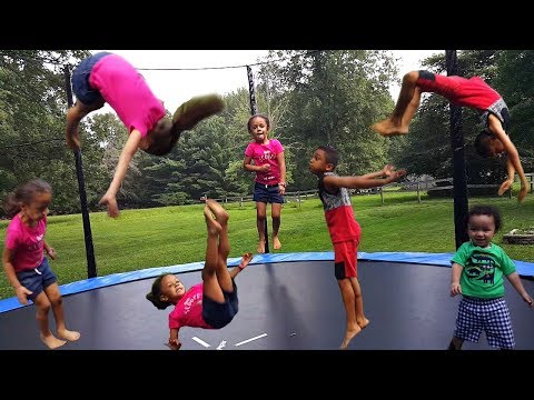 Kids Jumping Trampoline Challenge Family Fun Playtime with Imani and  Family!! 