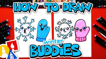 How To Draw Winter Buddies (Snowflake & Mitten)