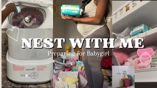 NEST WITH ME VLOG(preparing for babygirl, organizing, hospital bag, labor prep, etc) | Ariel Nicole