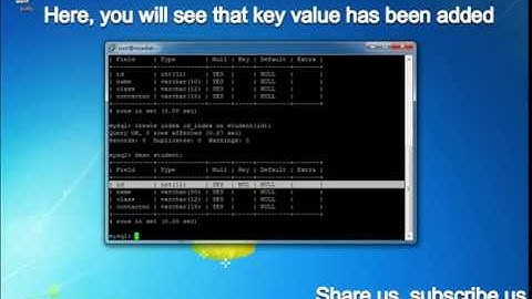MySQL create index on table