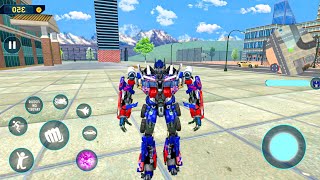 Optimus Super Robot Jet Car Bike Transformation Game Super Car in City - Android Gameplay screenshot 4