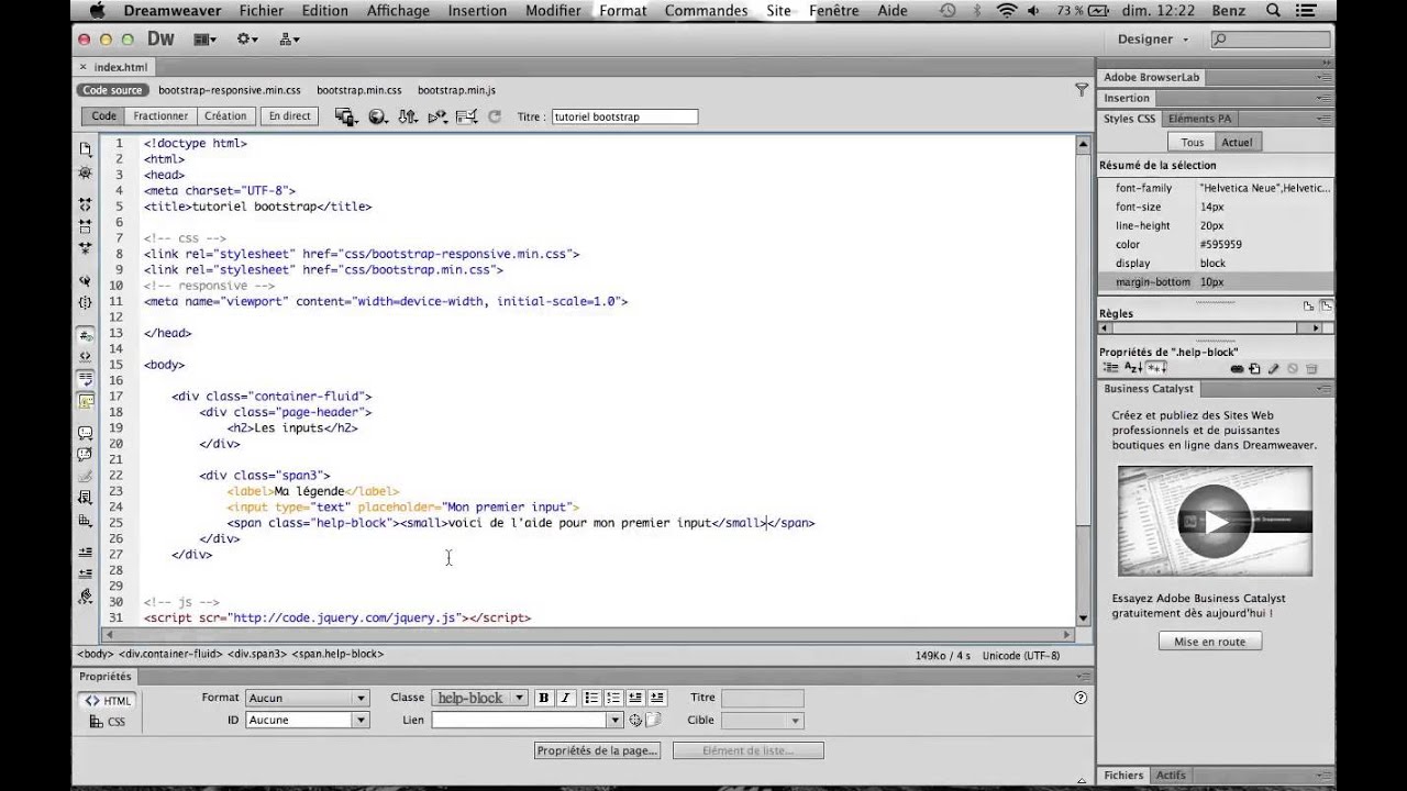 Tuto Débuter avec Bootstrap YouTube
