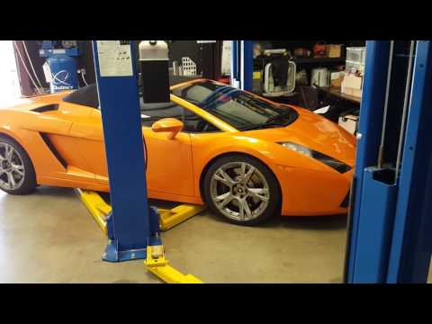 Lamborghini Gallardo at the repair shop.