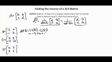 Chapter 12-3B video 1: Finding the Inverse of a 2x2 Matrix Using Determinants