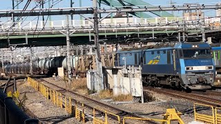 【新鶴見EF210運用を高崎EH200が代走！】 JR貨物EH200形3号機＋赤コキ200形6両＋タキ14両が大宮駅6番線を通過するシーン（4074レ・新A233・石油返空）2023.12.20