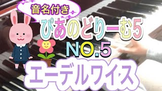 ぴあのどりーむ5 NO.5 エーデルワイス　音名付き