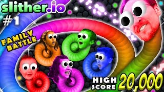 SLITHER.IO #1: 6 Player FGTEEV Family Battle!  20k High Score Snake!  (Worms Grow Up Fast!) screenshot 4