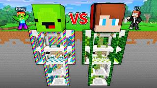 Maizen: Mikey OP vs JJ HACKER Statue Base Battle in Minecraft