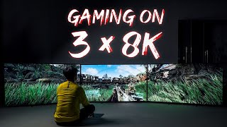 Gaming on 3x 8K TVs!
