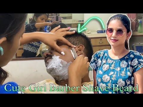 I Shave A Men S Beard Beard Shaving By Girl Barber Amazing Extensions