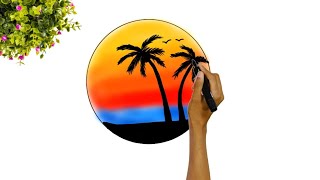 How To Draw A Beach Sunset - Blending Gel Crayons