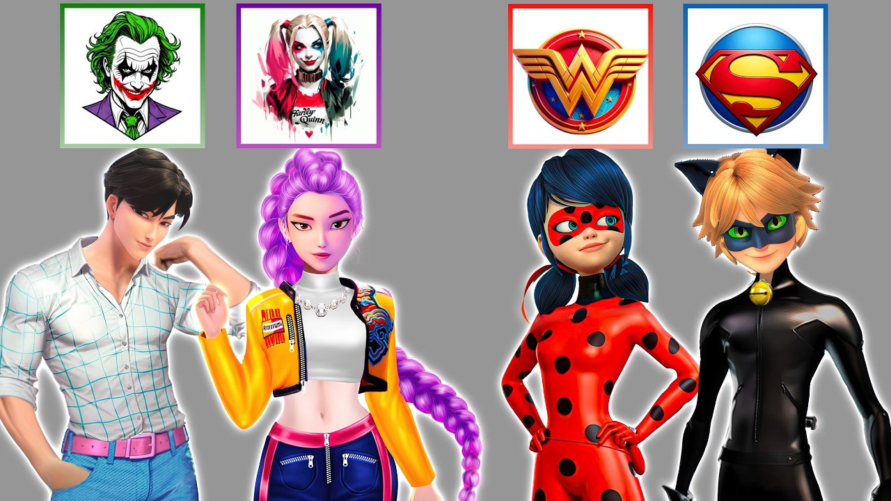 Epic Glow Up! Superhero vs Villain Couple Battle Transformation | Rumi, Jinu, Ladybug & Cat Noir